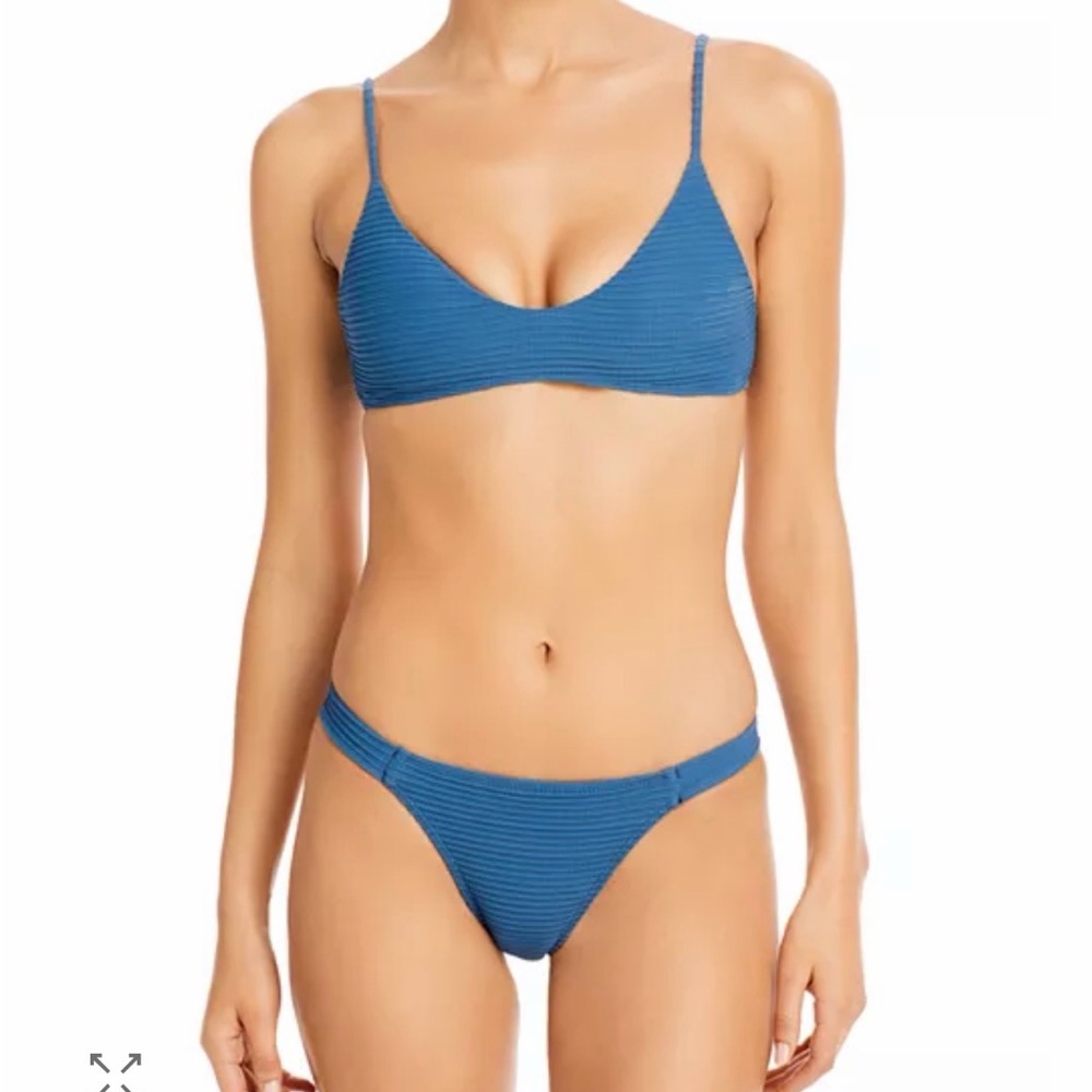 Vix Dune Blue Ribbed Bikini Set, M